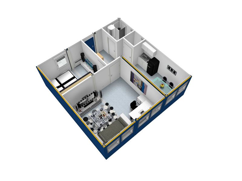 Portable office container internal Living area